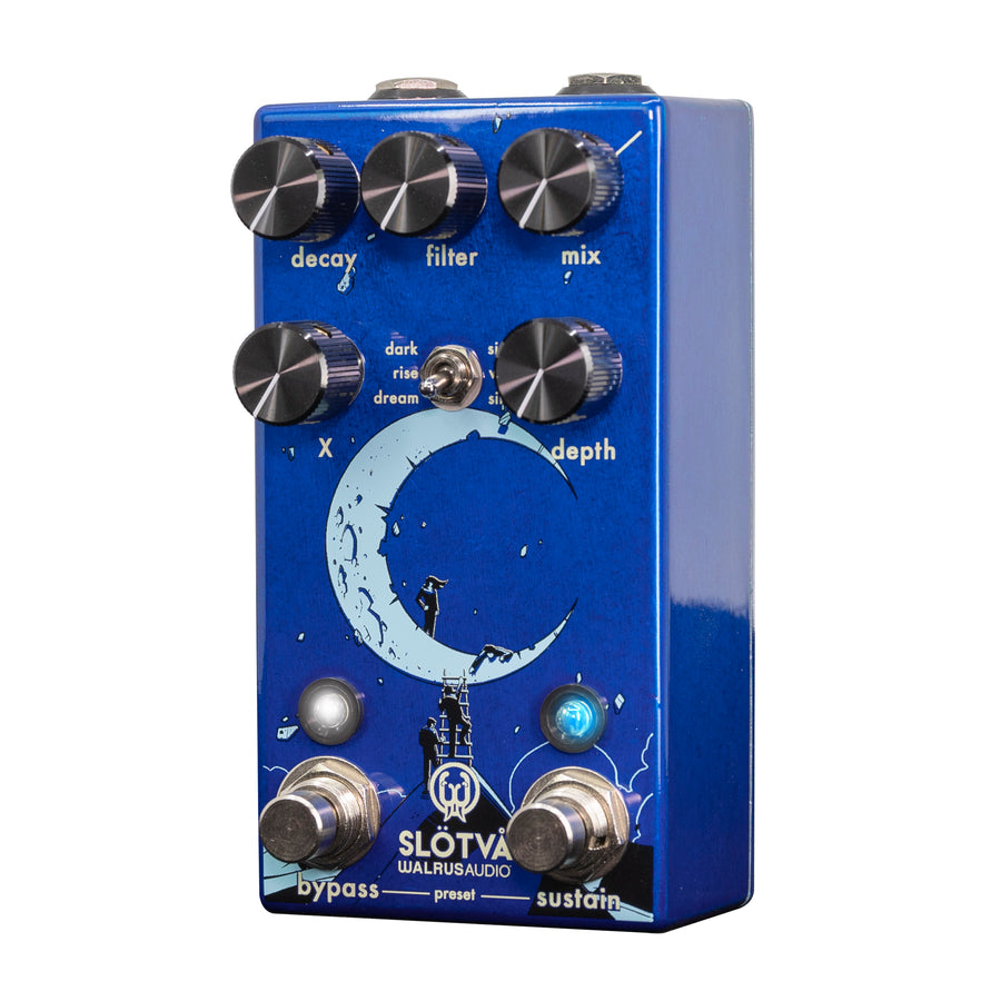 Used Walrus Audio Slötvå reverb pedal — blue enclosure moon graphic front