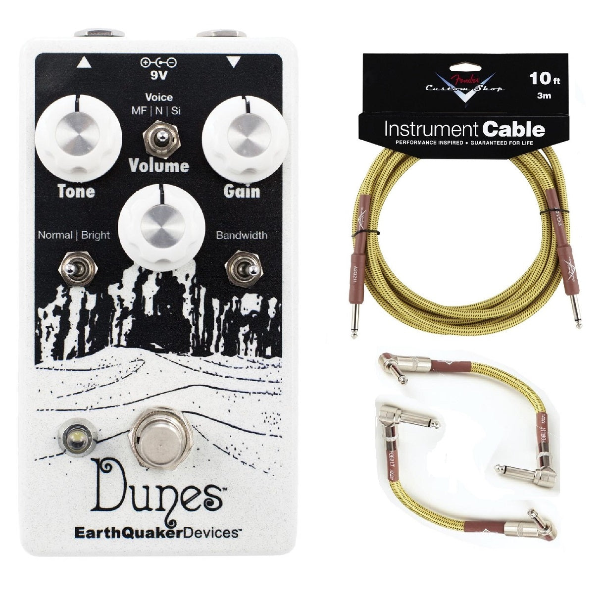 EarthQuaker Dunes V2 overdrive pedal — with Fender cables