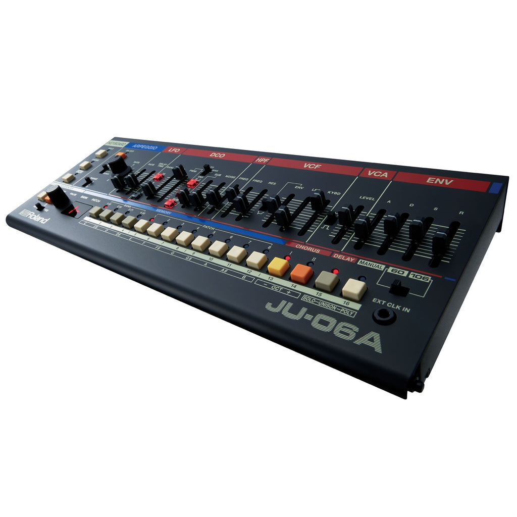 Roland JU-06A synthesizer sound module — front panel angled view