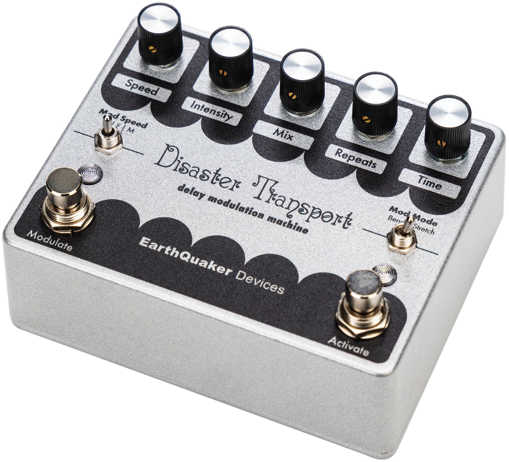 EarthQuaker Disaster Transport Reissue delay pedal — side view