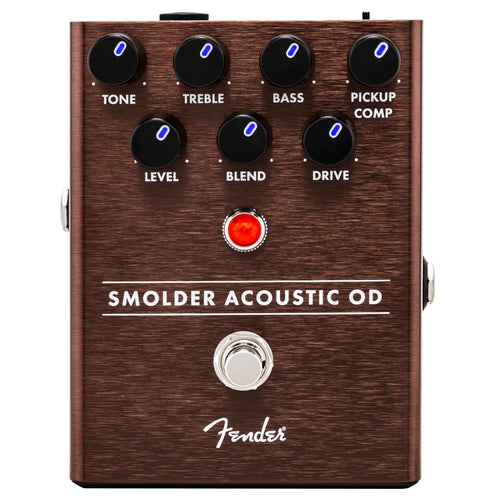 Used Fender Smolder Acoustic Overdrive pedal — control knobs detail