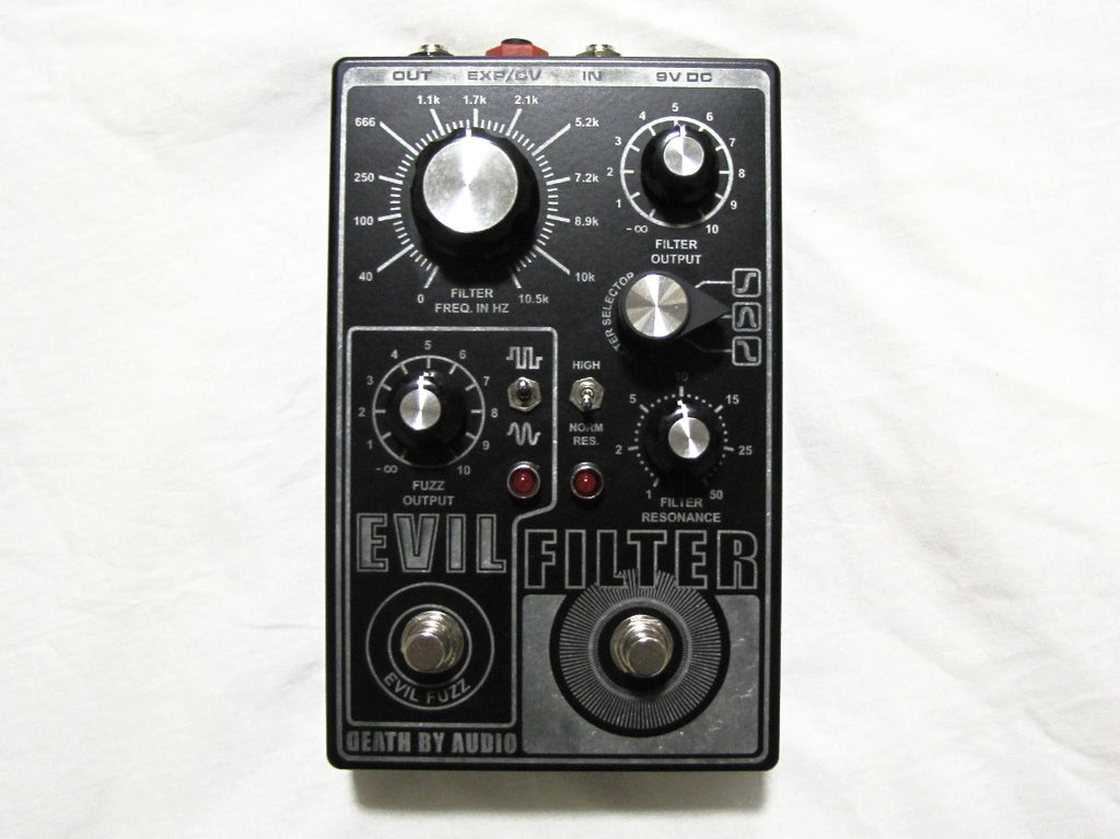 Death By Audio Evil Filter fuzz/filter pedal — black top panel