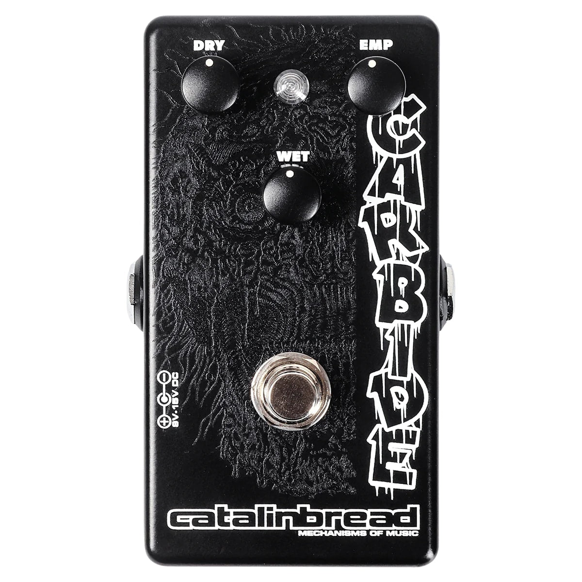 Catalinbread Carbide distortion pedal — angled view of knobs