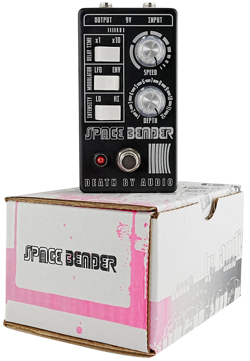 Death By Audio Space Bender chorus/flanger pedal — front control panel