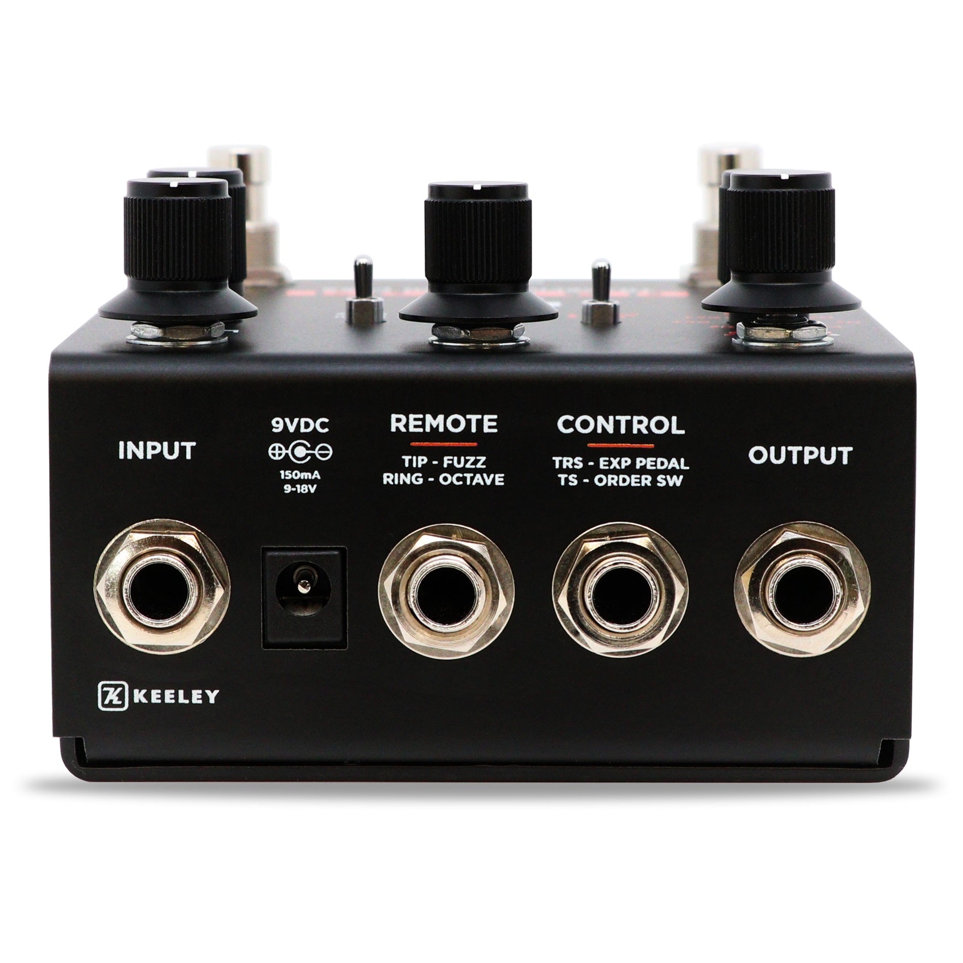 Keeley Octa Psi fuzz pedal — footswitches detail