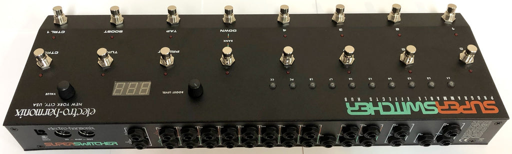 Electro-Harmonix Super Switcher effects hub — rear I/O and MIDI jacks