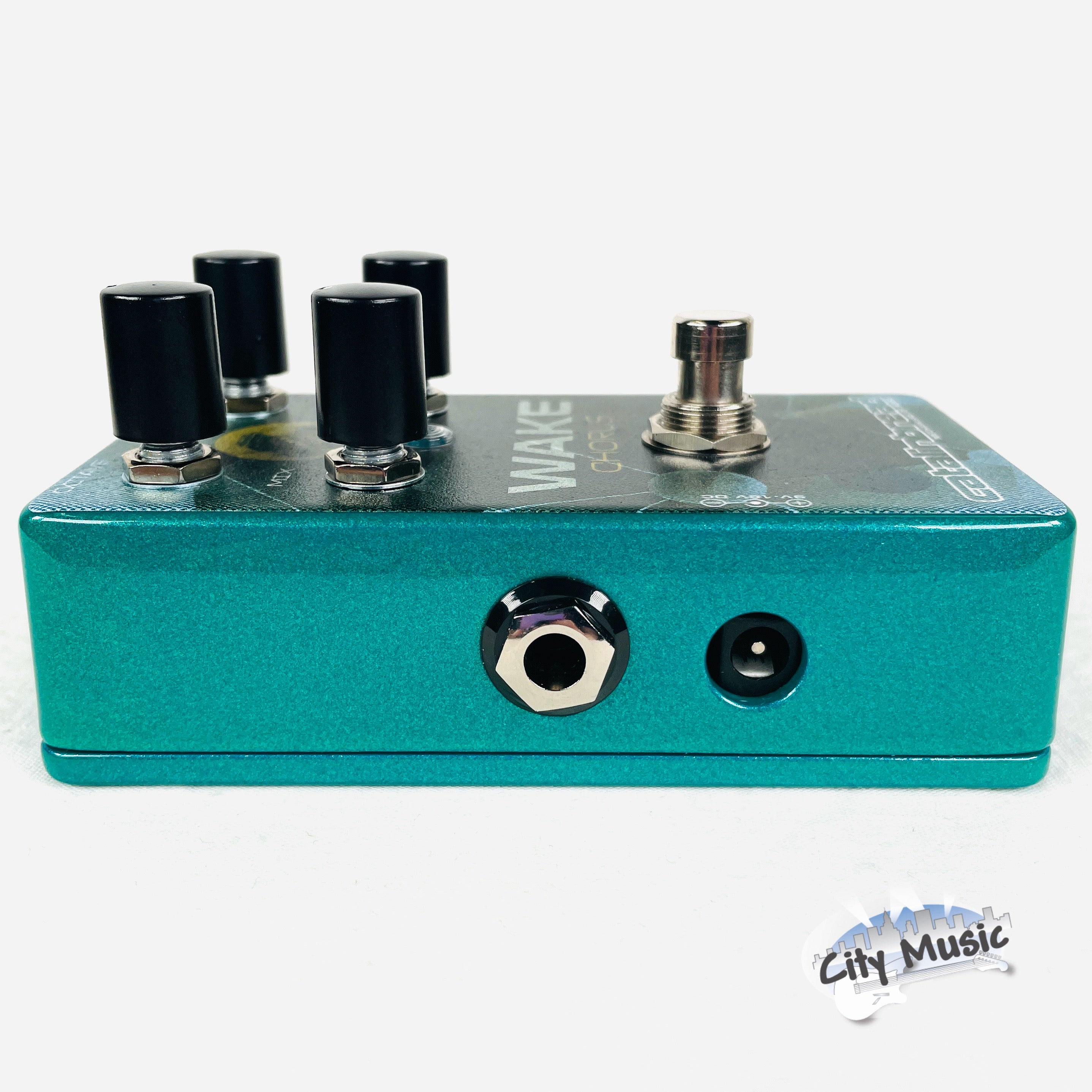 Used Catalinbread Wake Chorus Octaver pedal — footswitch close-up