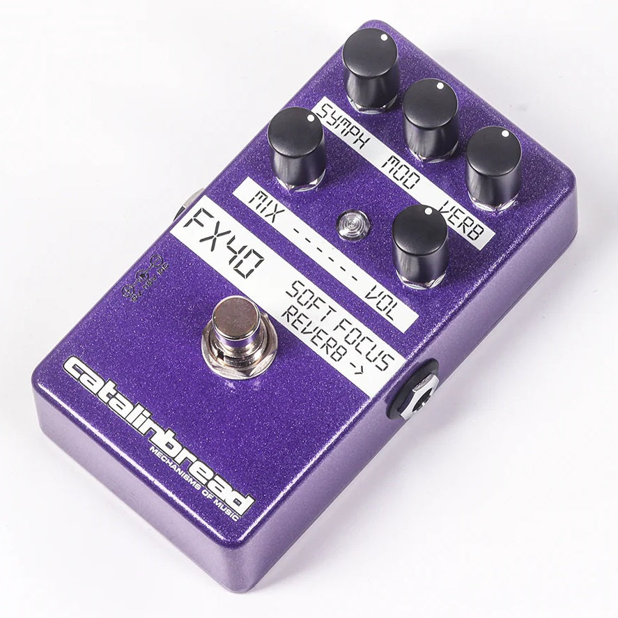 Catalinbread Soft Focus Reverb pedal — Purple Gaze Edition angled view