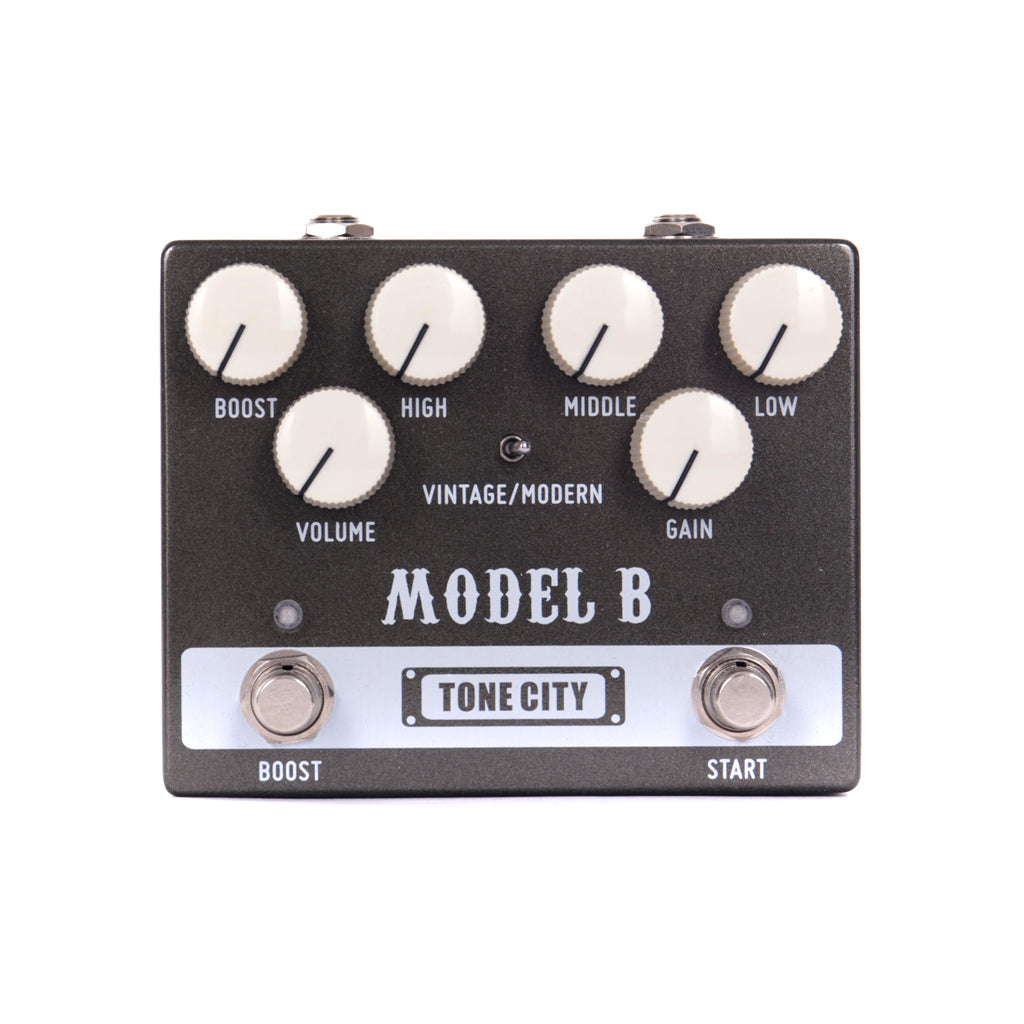 Tone City Model B distortion pedal — top knobs and footswitches