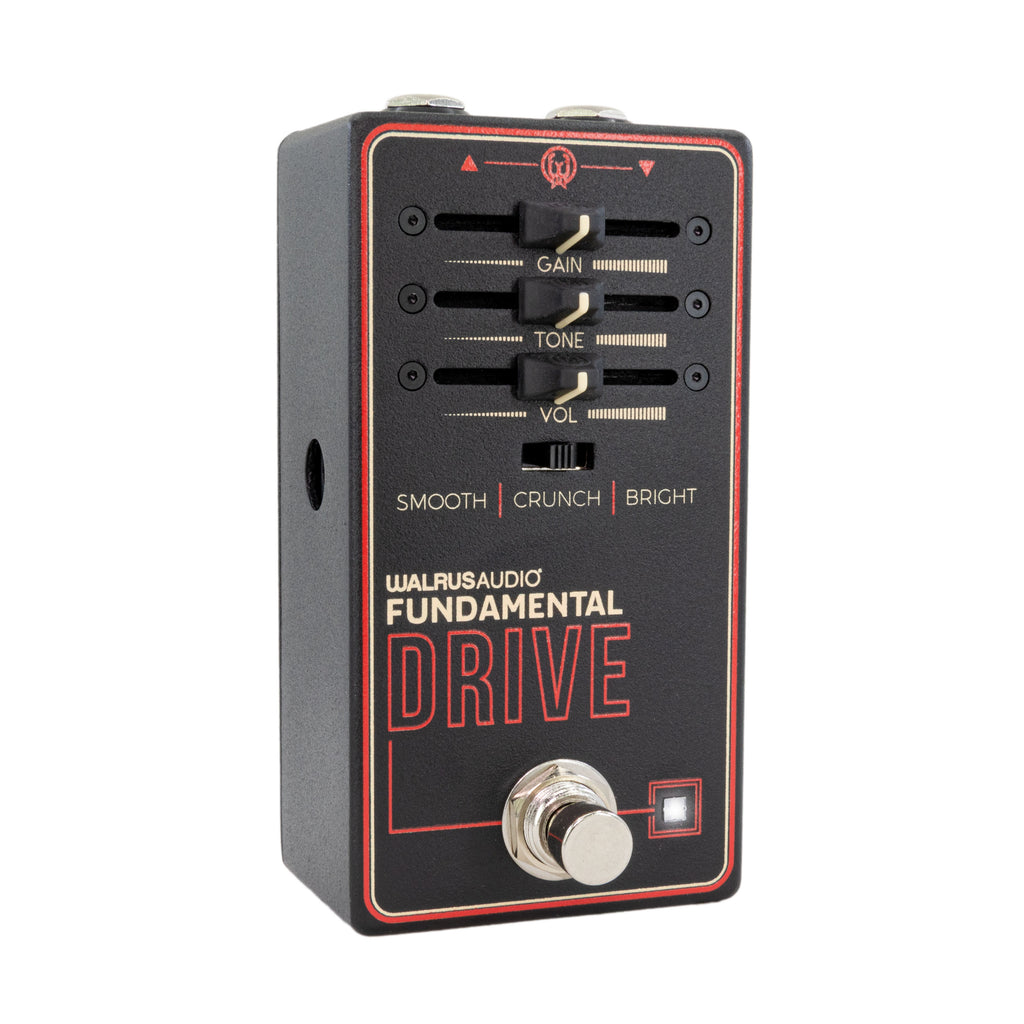 Walrus Audio Fundamental Drive overdrive pedal — black, full view with box