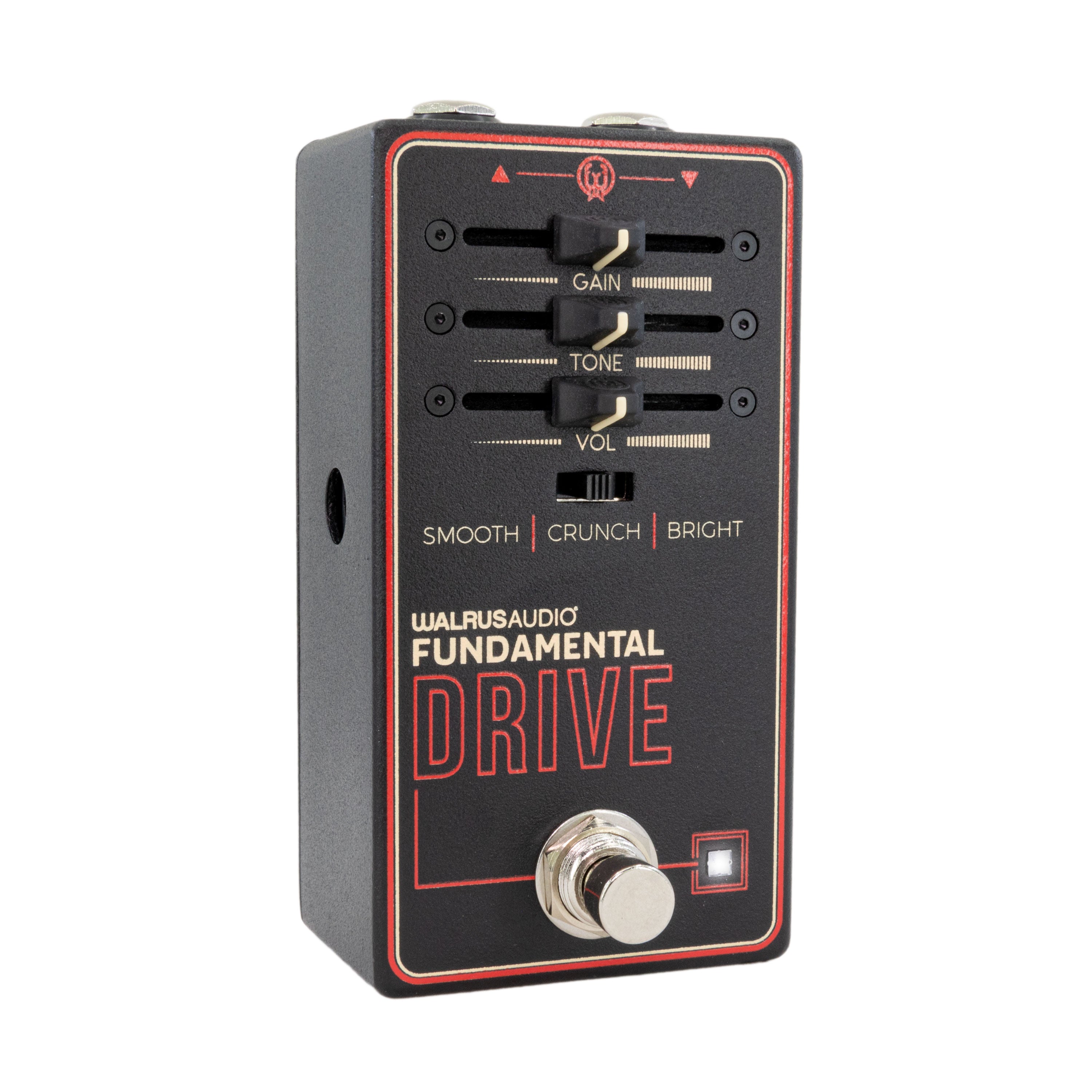 Walrus Audio Fundamental Drive overdrive pedal — black, full view with box