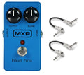 MXR M103 Blue Box octave fuzz pedal — blue enclosure with patch cables