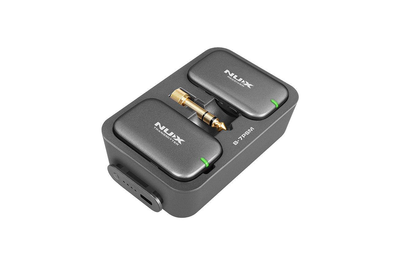NUX B-7PSM wireless in-ear monitor system — transmitter and receiver