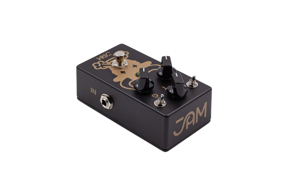 JAM Pedals Octaurus NOS black octave fuzz pedal — overhead full view