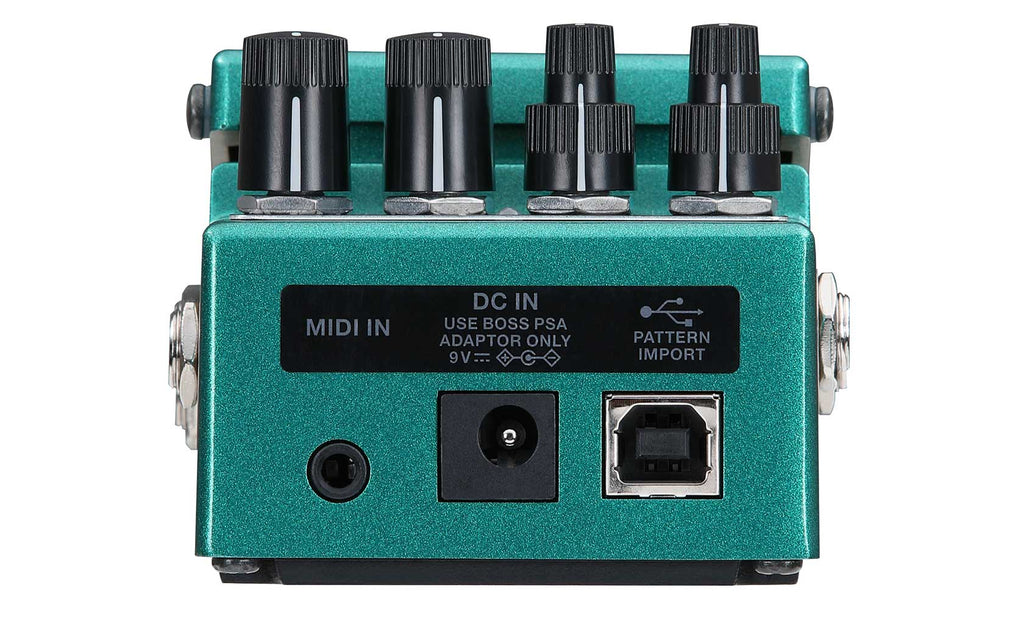 Boss SL-2 Slicer pedal — green enclosure detail view