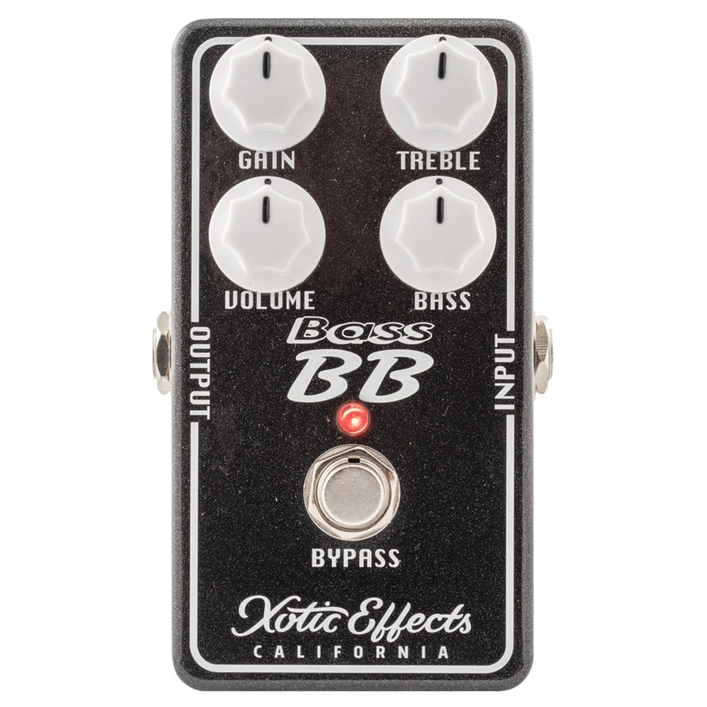 Xotic Bass BB Preamp V1.5 pedal side view showing input and output jacks