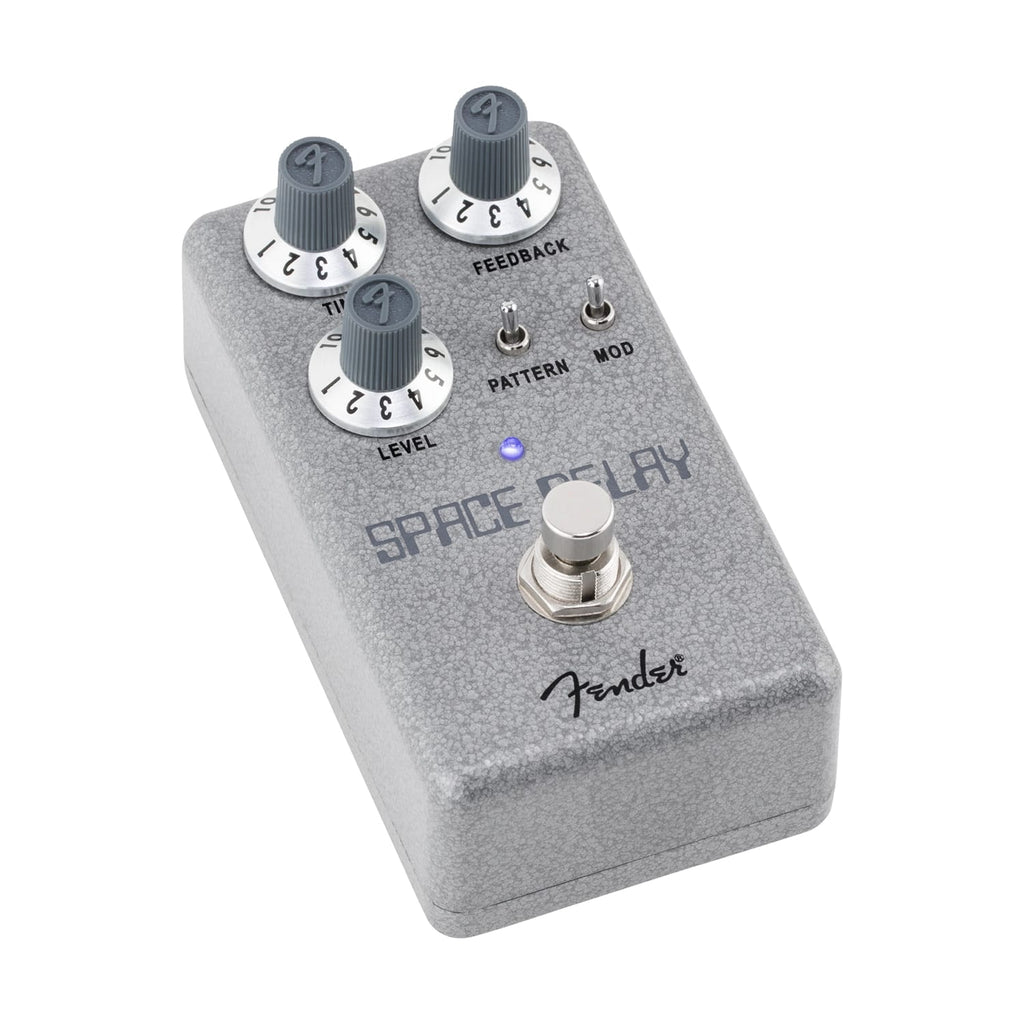 Fender Hammertone Space Delay pedal — side view showing top-mounted jacks