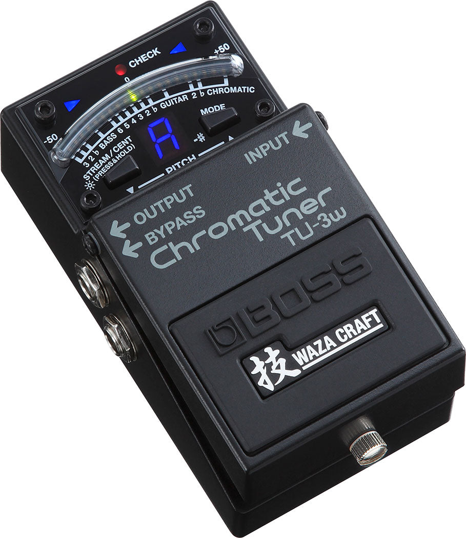 Boss TU-3W Waza Craft tuner — top control panel detail