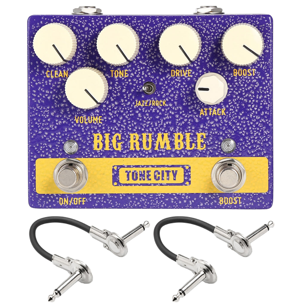 Tone City Big Rumble overdrive boost — purple body angled view