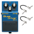 Boss BD-2 Blues Driver overdrive pedal with two included patch cables