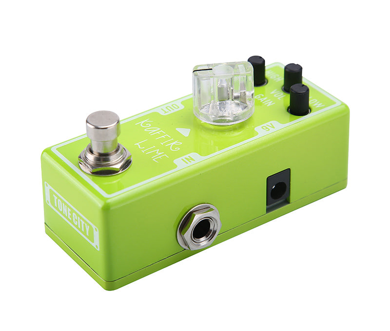 Tone City Kaffir Lime overdrive pedal — side input output jacks
