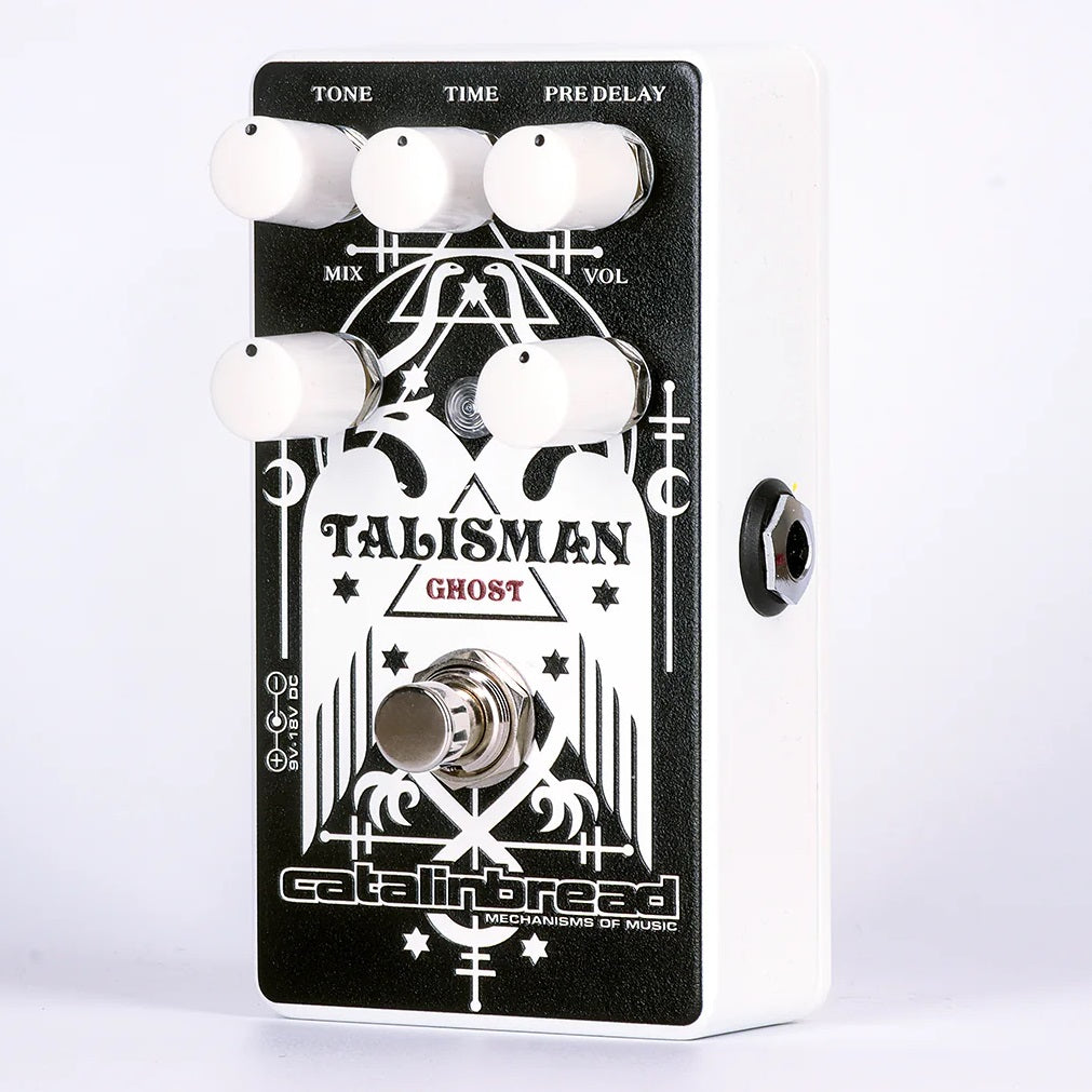 Catalinbread Talisman Ghost plate reverb pedal — side view showing jacks