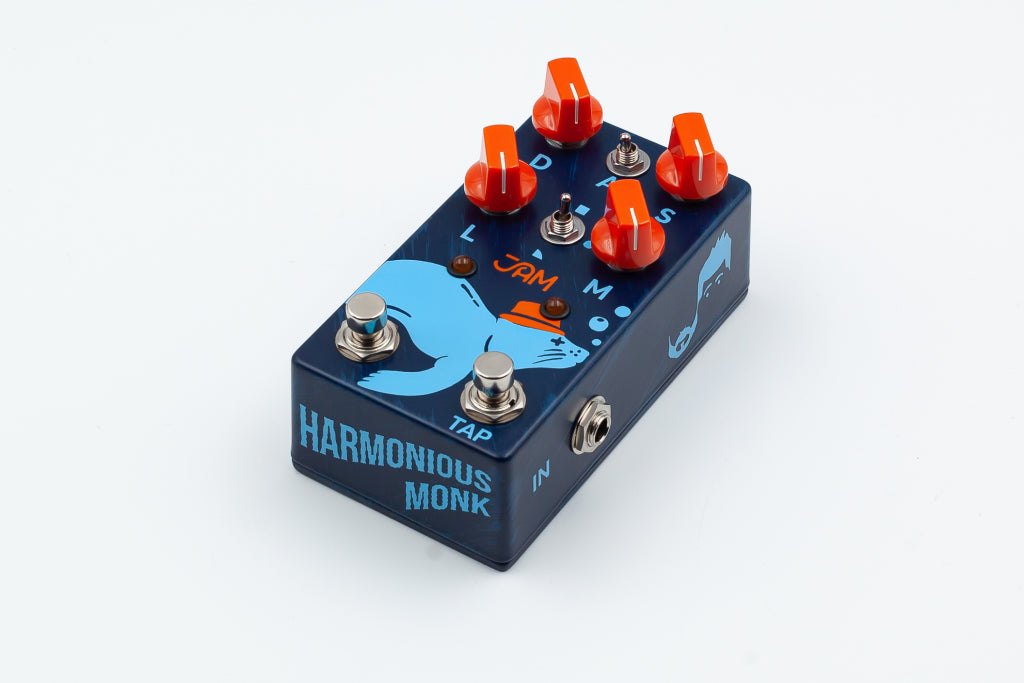 JAM Pedals Harmonious Monk mk.2 tremolo pedal - side jacks view