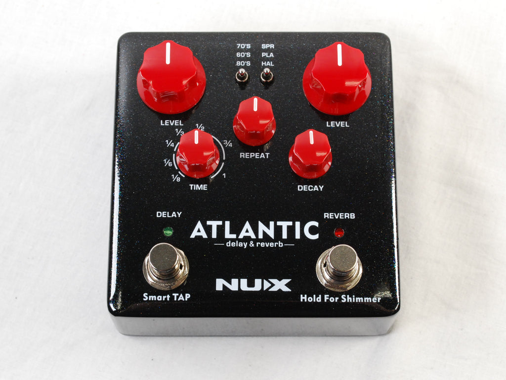 Used NUX NDR-5 Atlantic delay & reverb pedal — black top view