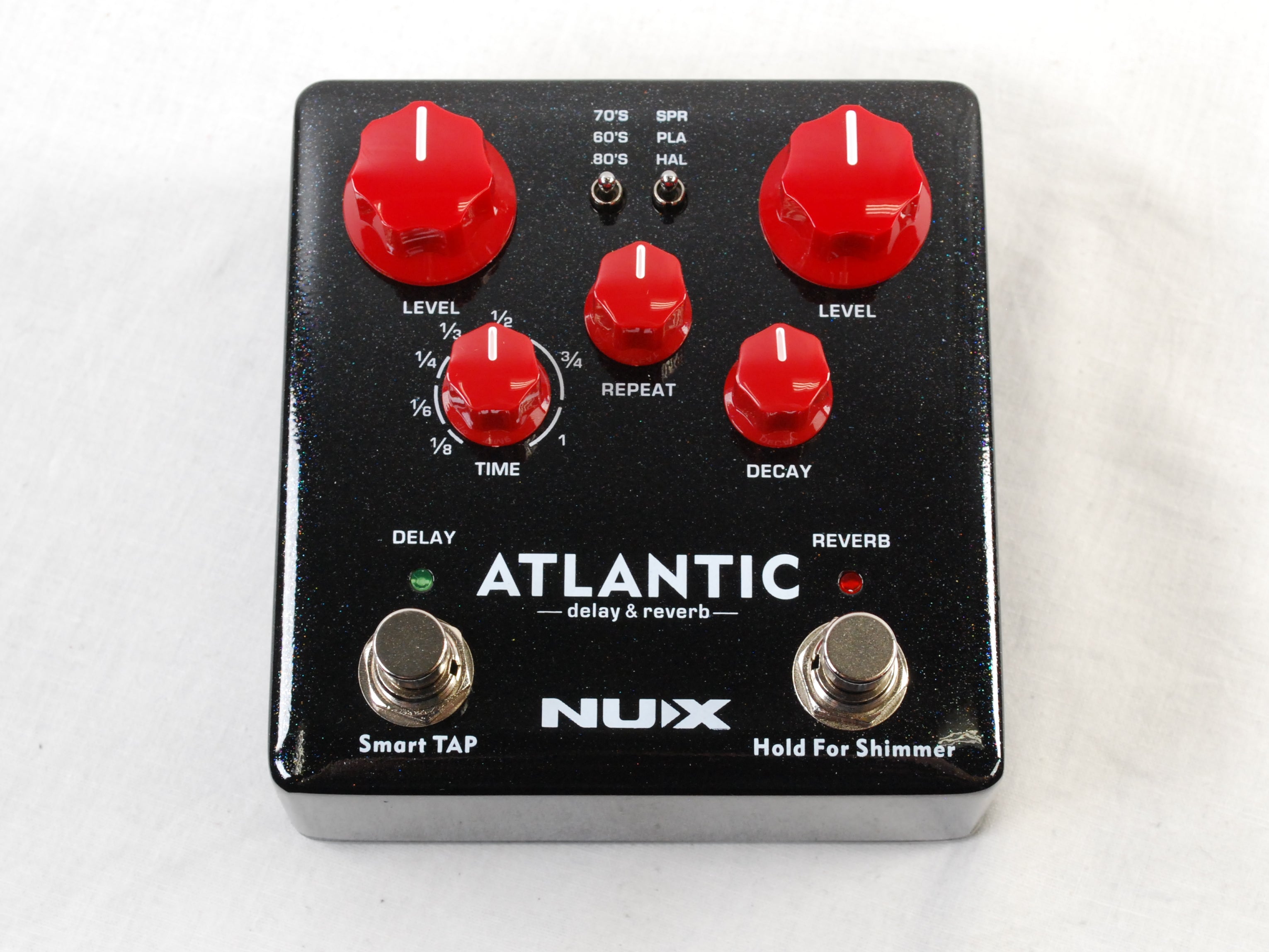 Used NUX NDR-5 Atlantic delay & reverb pedal — black top view