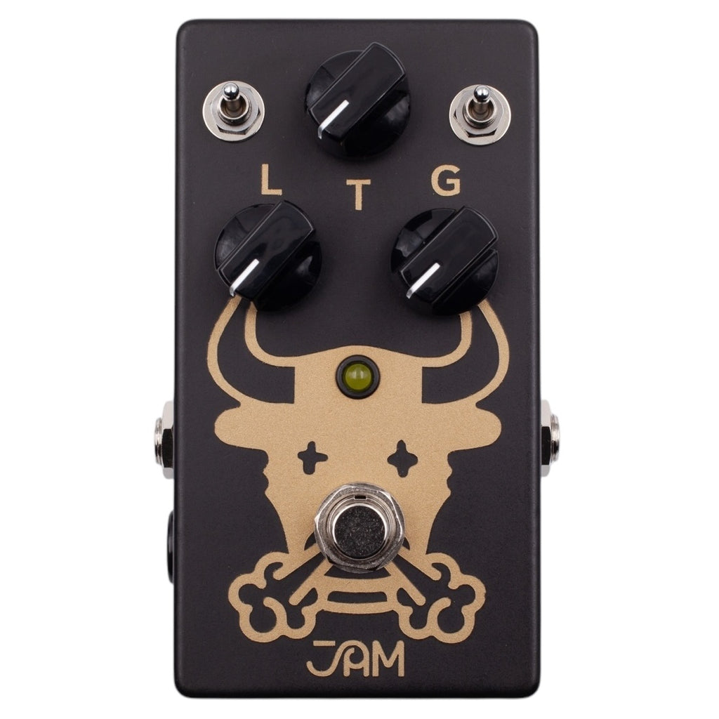 JAM Pedals Octaurus NOS black octave fuzz pedal — front view with bull graphic