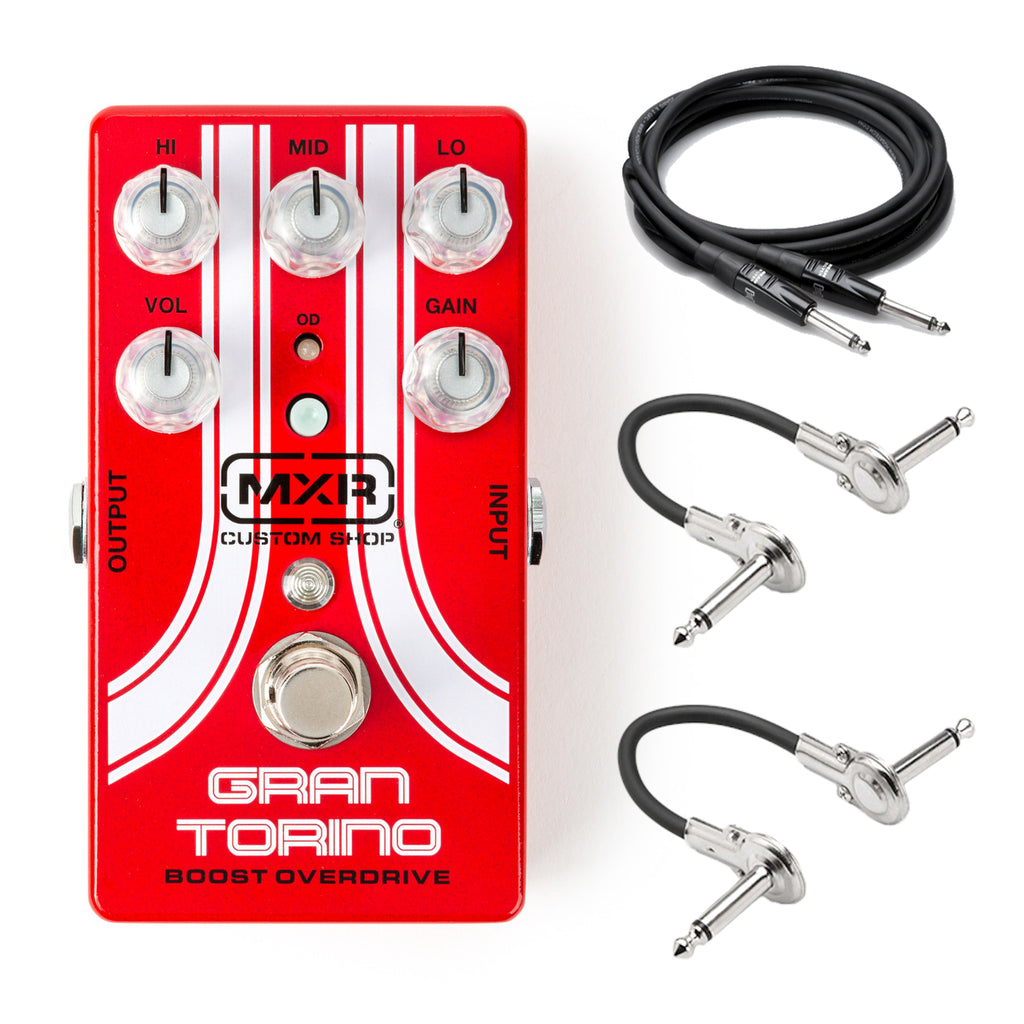 MXR CSP033G Gran Torino Boost Overdrive pedal - red and white enclosure with cables