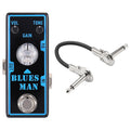 Tone City Blues Man overdrive pedal — black enclosure with patch cable
