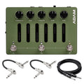 Darkglass ADAM green bass distortion pedal with two patch cables and a guitar cable