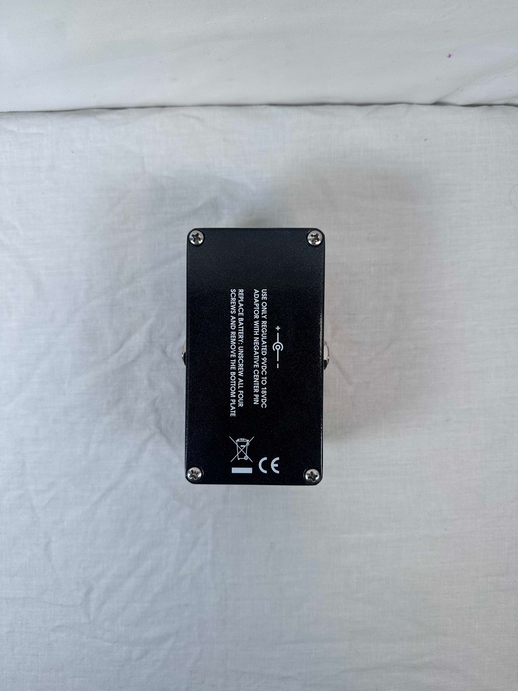 Xotic Bass BB Preamp V1.5 pedal — side view with input and output jacks