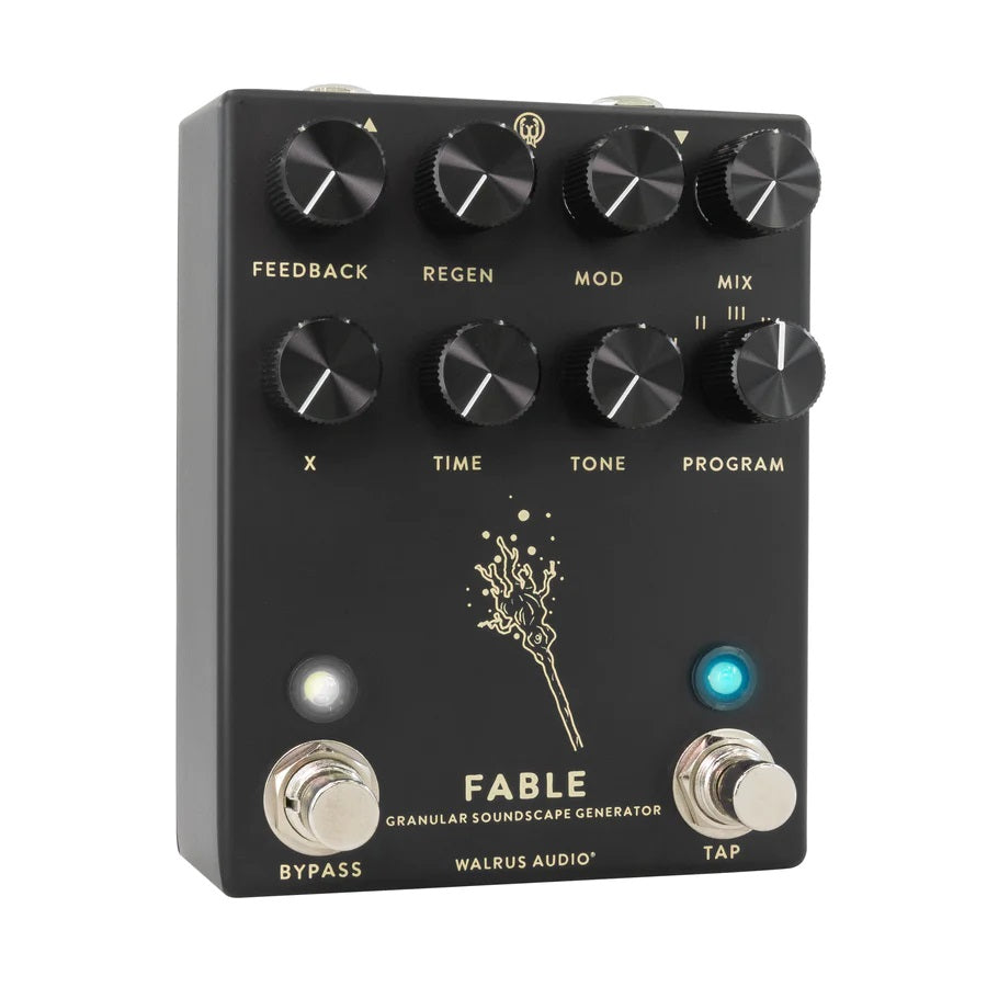 Walrus Audio Fable Granular pedal — black, side jacks view