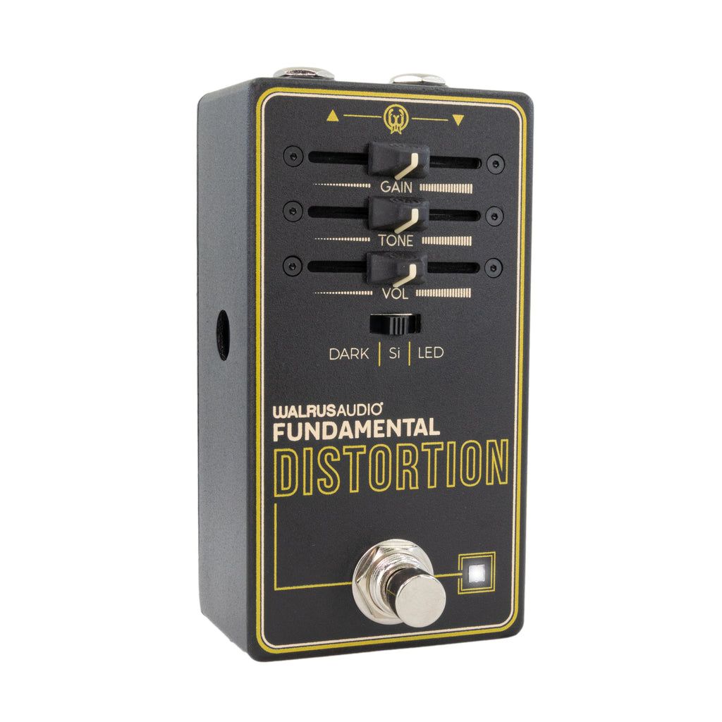 Walrus Audio Fundamental Distortion pedal — black, full view with box