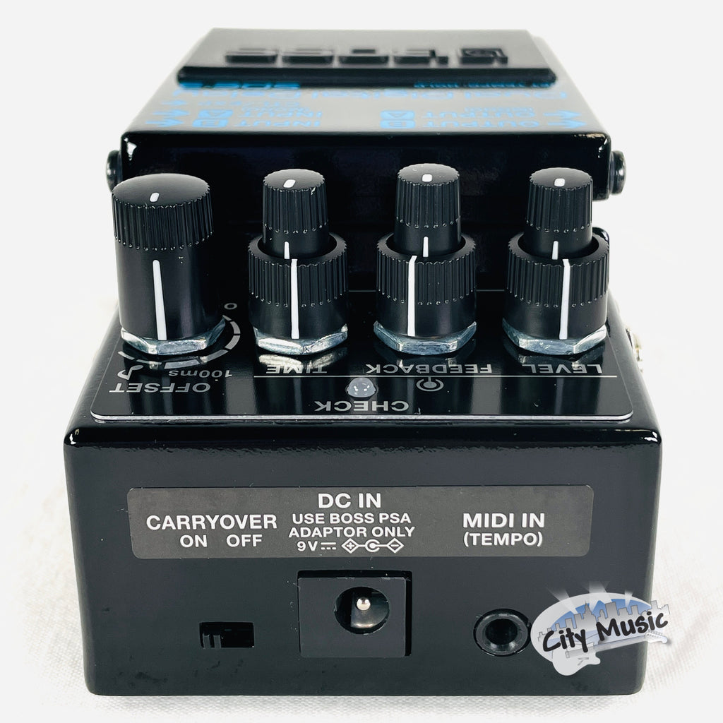 Boss SDE-3 Dual Digital Delay pedal — black enclosure rear view