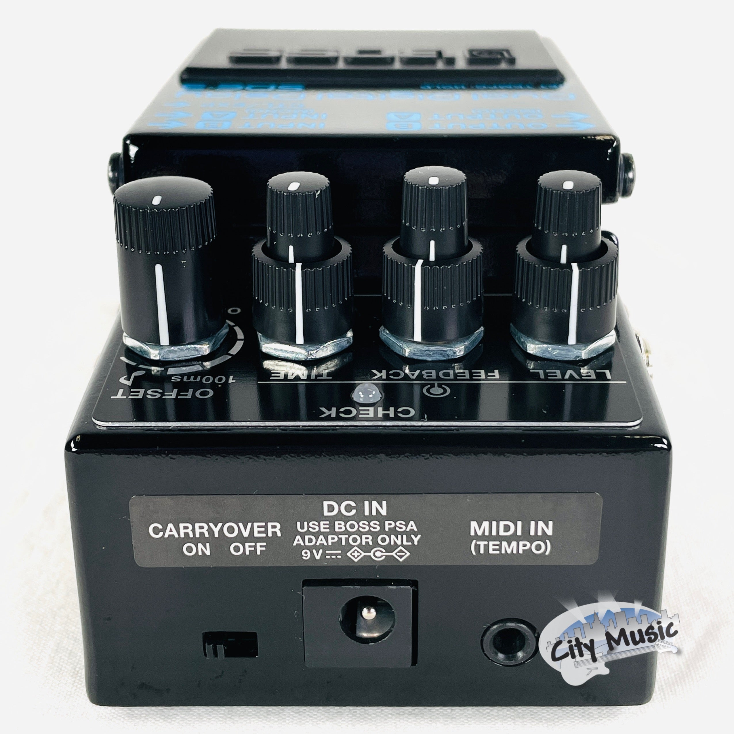 Boss SDE-3 Dual Digital Delay pedal — black enclosure rear view