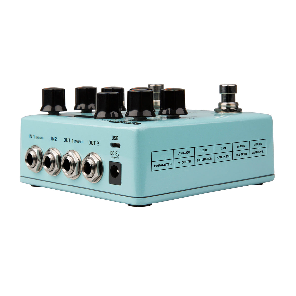 NUX NDD-6 Duotime dual delay pedal — rear panel view