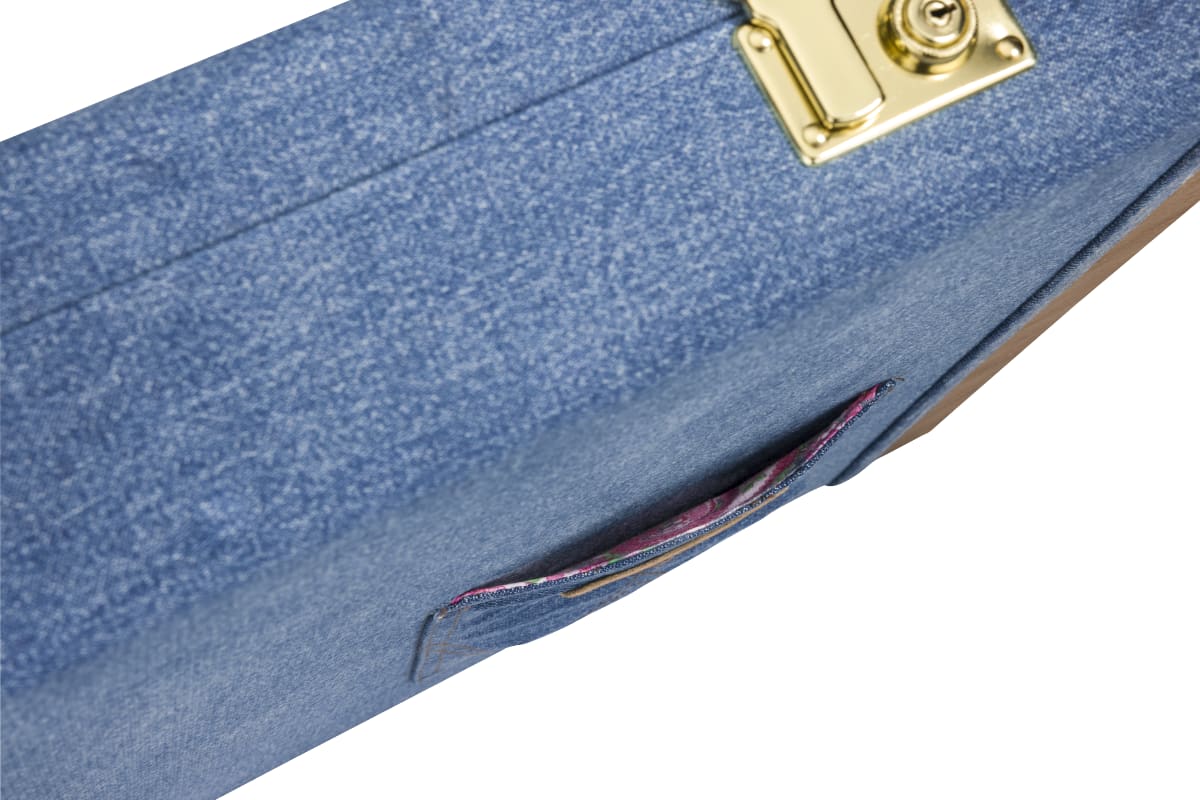 Fender x Wrangler denim guitar case — Wrangler branding