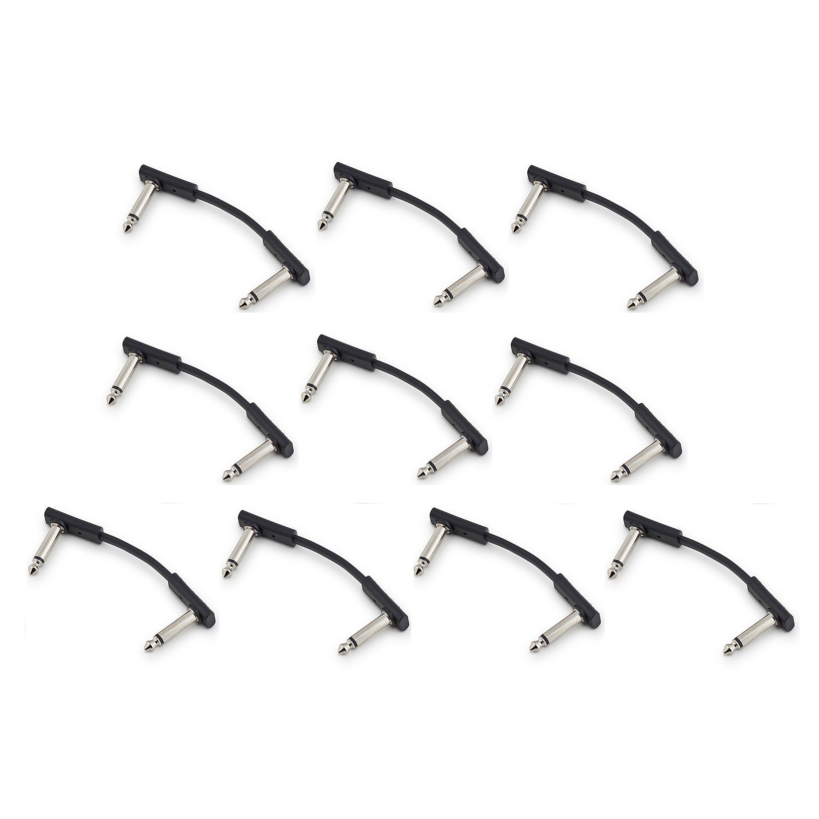 RockBoard Flat Patch Cable 5 cm 1.97" Black 10 Pack For Guitar Effects Pedals