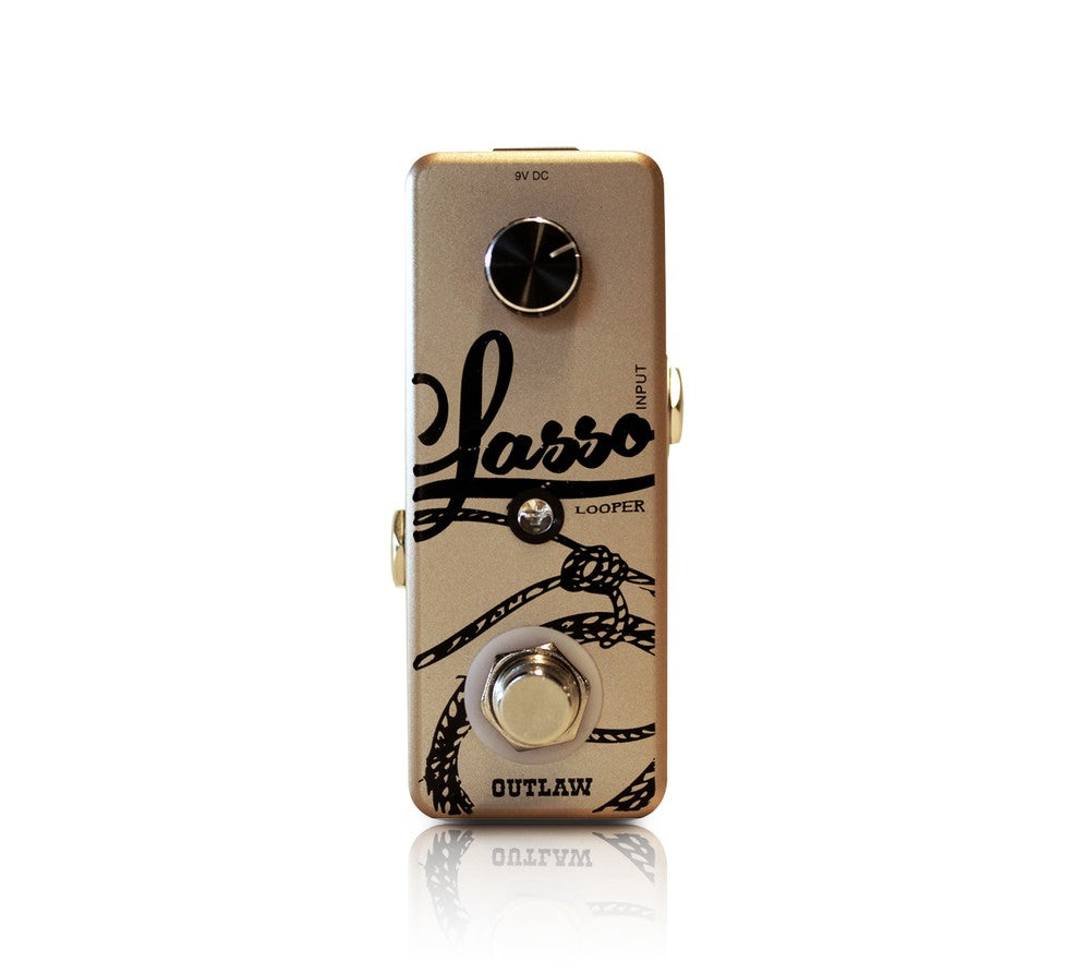 Outlaw Effects Lasso Looper guitar pedal - gold angled view