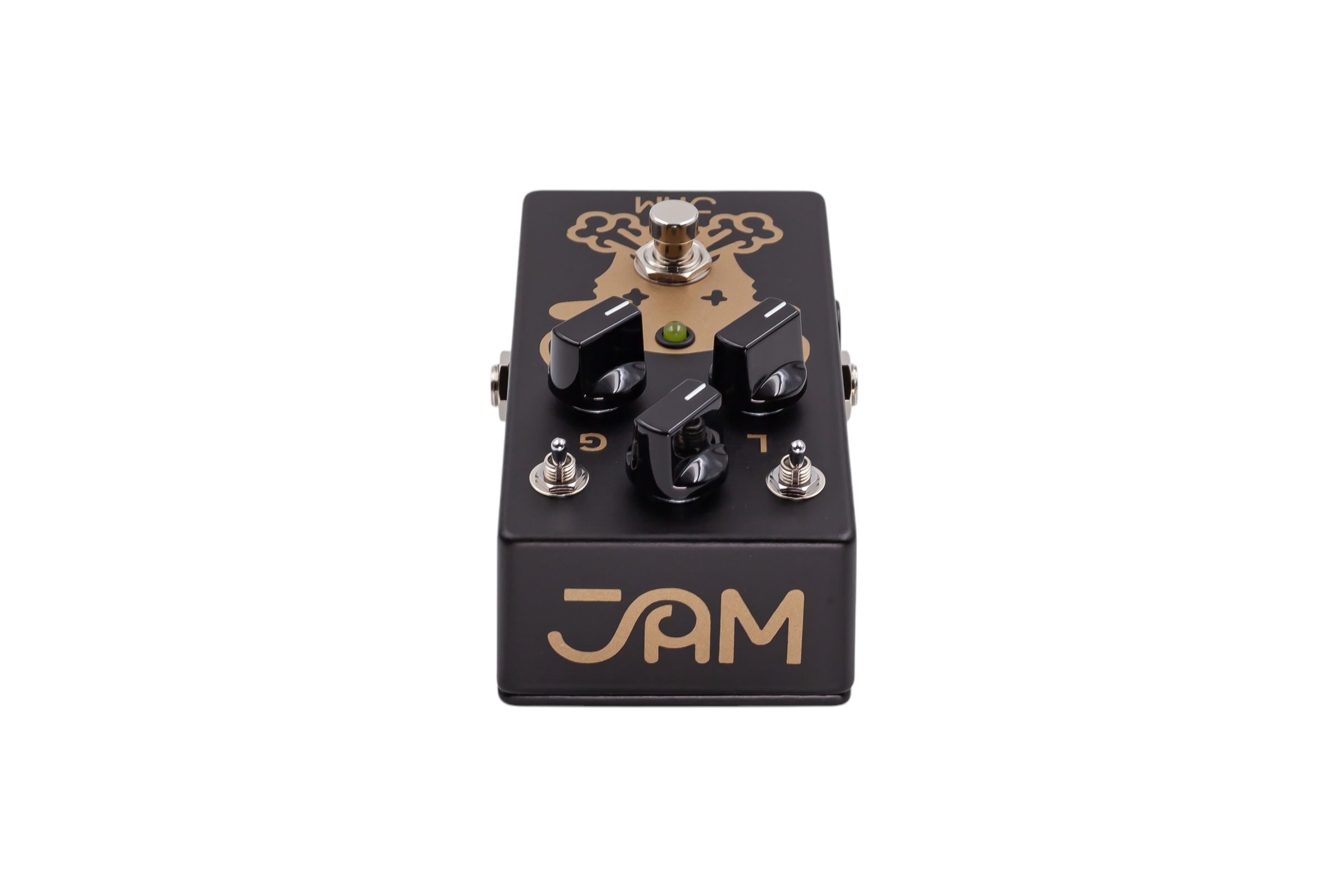 JAM Pedals Octaurus NOS black octave fuzz pedal — side jack view