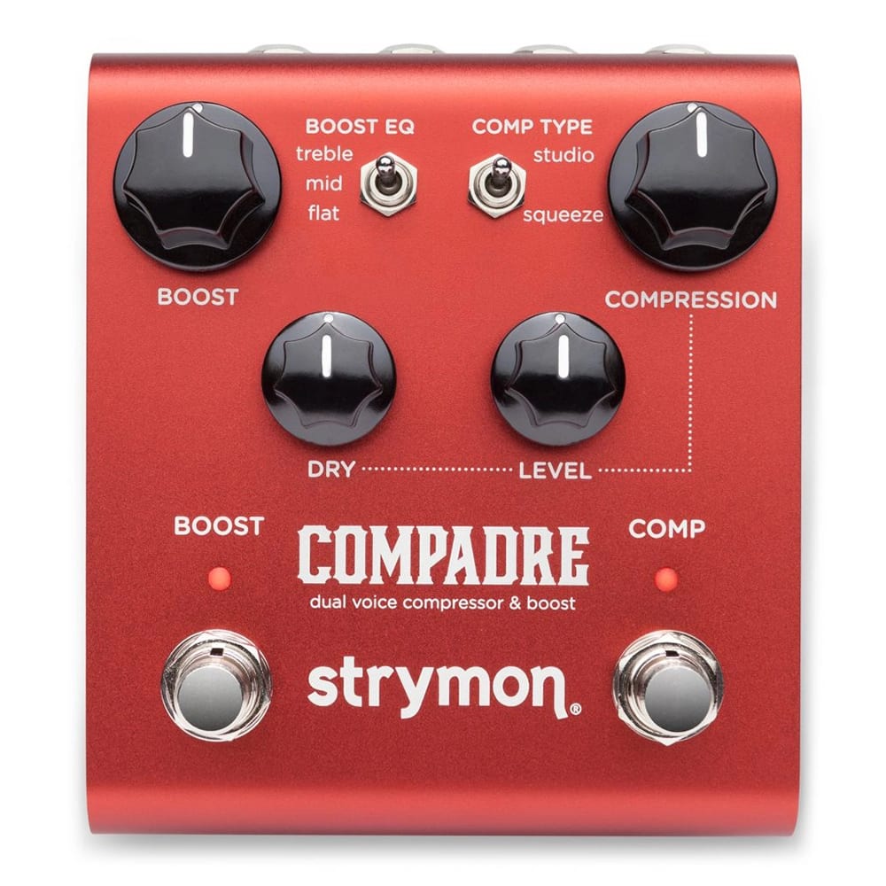 Strymon Compadre compressor boost pedal — red top panel