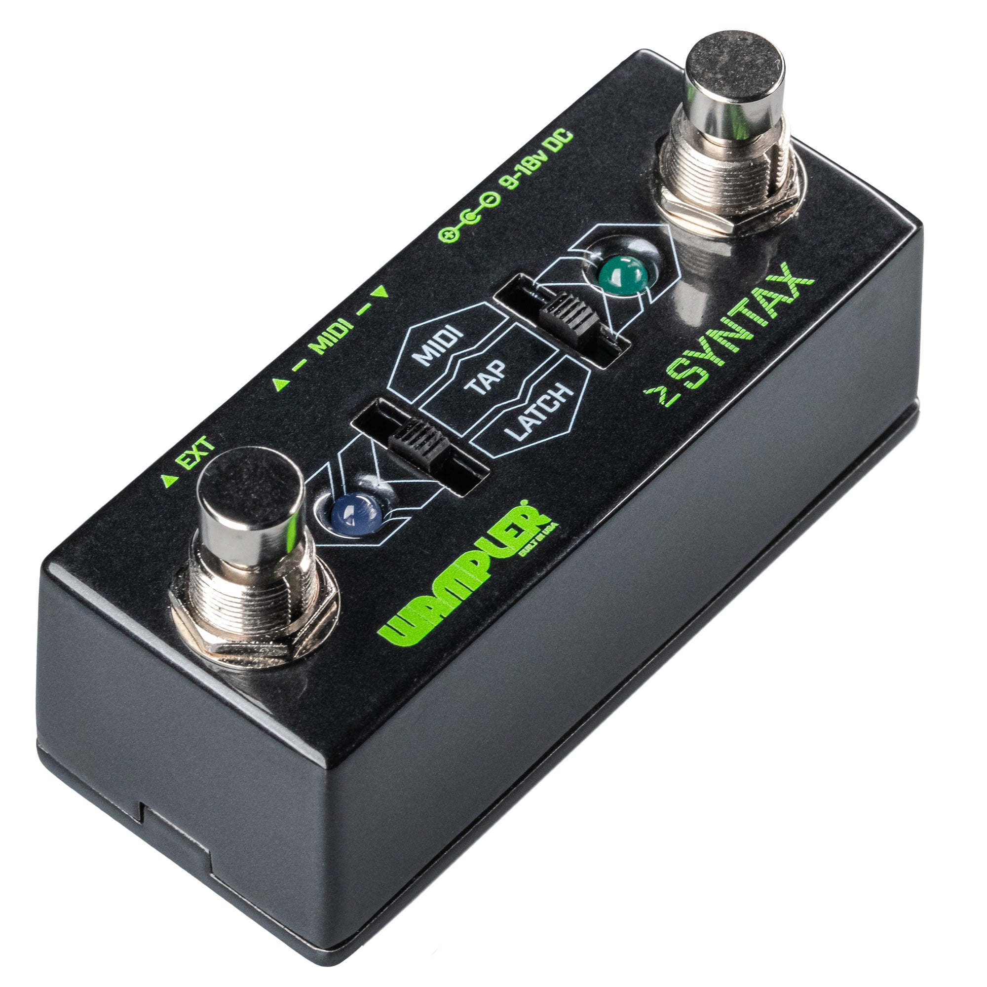 Wampler Syntax pedal - connected to effects rig showing MIDI cable setup