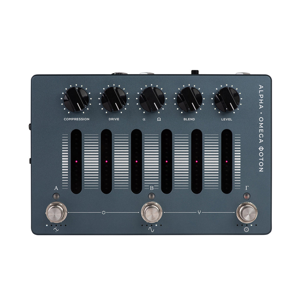 Darkglass Alpha Omega Photon bass pedal - angled view of gray enclosure