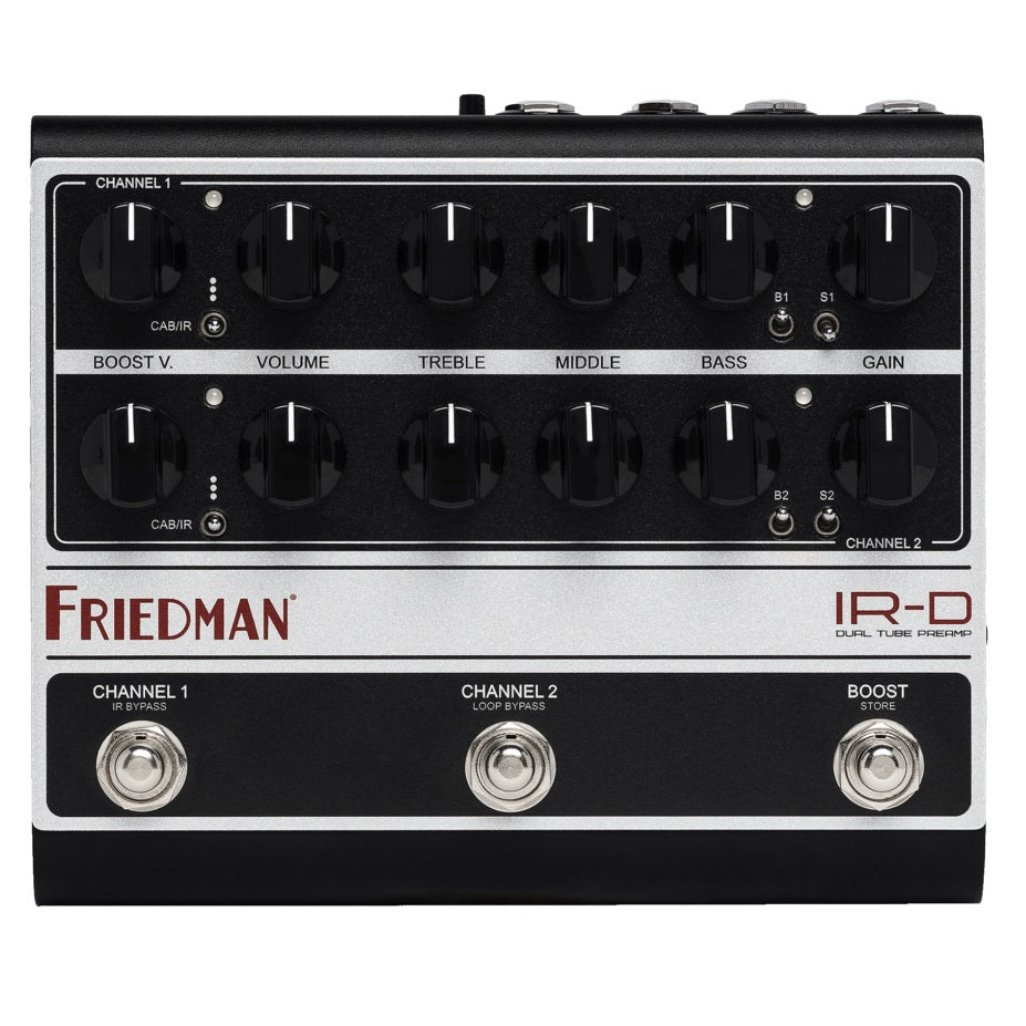 Friedman IR-D tube preamp pedal front panel knobs detail