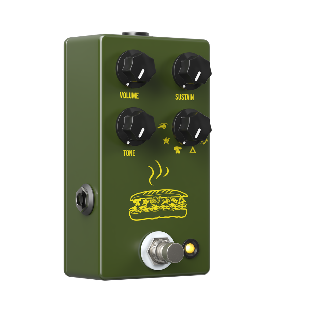 JHS Muffuletta fuzz pedal in Army Green — detail view