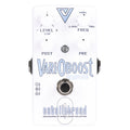 Catalinbread VariOboost preamp pedal - white enclosure with blue graphics, front