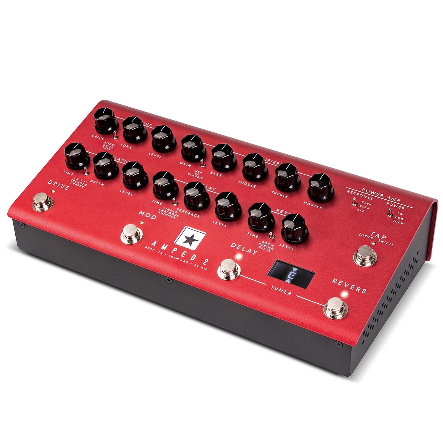 Blackstar AMPED 2 amp pedal — red, rear panel connections
